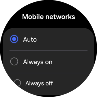 Press the required setting for mobile data usage. Press the required setting for mobile data usage.