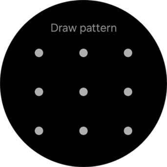 Slide your finger across the screen to connect at least four points and follow the instructions on the screen to create a pattern as lock code. Slide your finger across the screen to connect at least four points and follow the instructions on the screen to create a pattern as lock code.