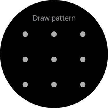 Slide your finger across the screen to connect at least four points and follow the instructions on the screen to create a pattern as lock code. Slide your finger across the screen to connect at least four points and follow the instructions on the screen to create a pattern as lock code.