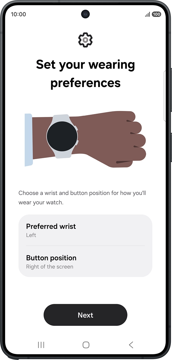 On your phone: Follow the instructions on the screen to select the required settings and press Next. On your phone: Follow the instructions on the screen to select the required settings and press Next.