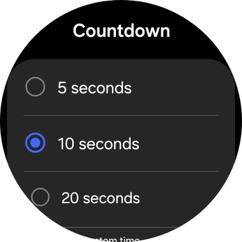 Press the required setting to choose how long the countdown should be before your smartwatch calls the emergency dispatch centre when a hard fall is detected. Press the required setting to choose how long the countdown should be before your smartwatch calls the emergency dispatch centre when a hard fall is detected.