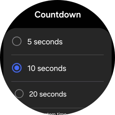 Press the required setting to choose how long the countdown should be before your smartwatch calls the emergency dispatch centre when a hard fall is detected. Press the required setting to choose how long the countdown should be before your smartwatch calls the emergency dispatch centre when a hard fall is detected.