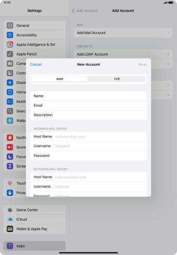 Press IMAP.