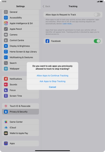 If you turn off the function, press the required setting.
