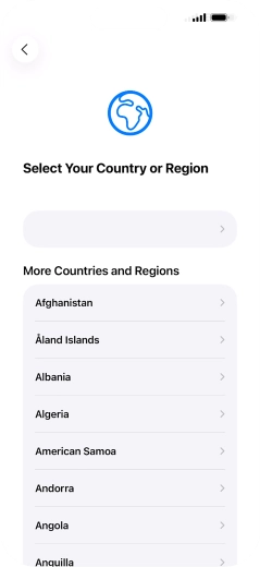 Press the required country or area.