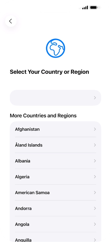 Press the required country or area.