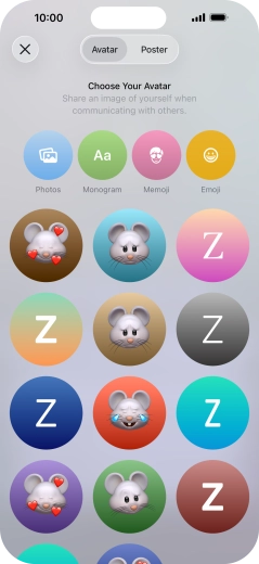 Press the required category and follow the instructions on the screen to select and save the required picture to your Contact Poster.