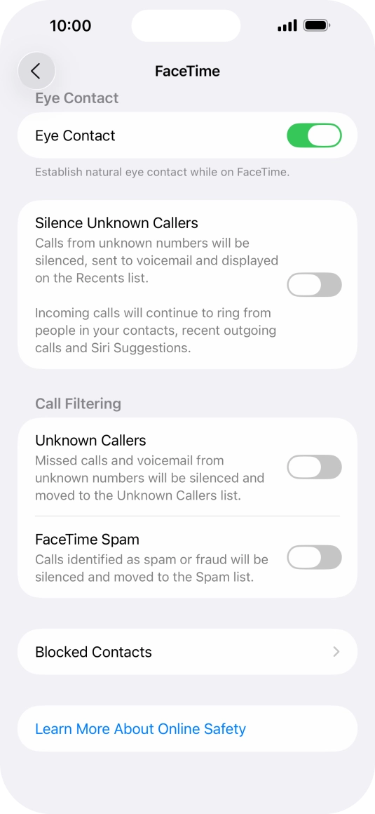 Press Blocked Contacts.