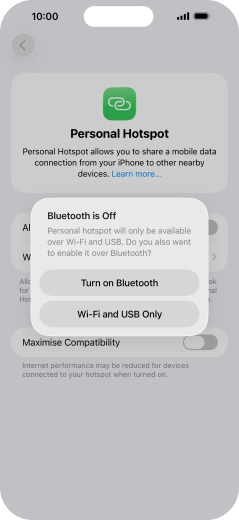 If Wi-Fi is turned on, press Wi-Fi and USB Only.