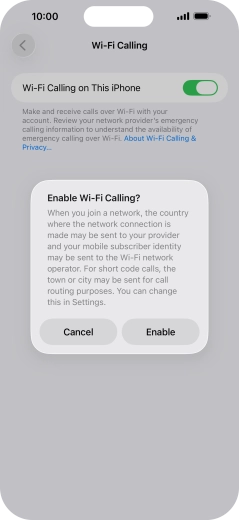 If you turn on the function, press Enable.