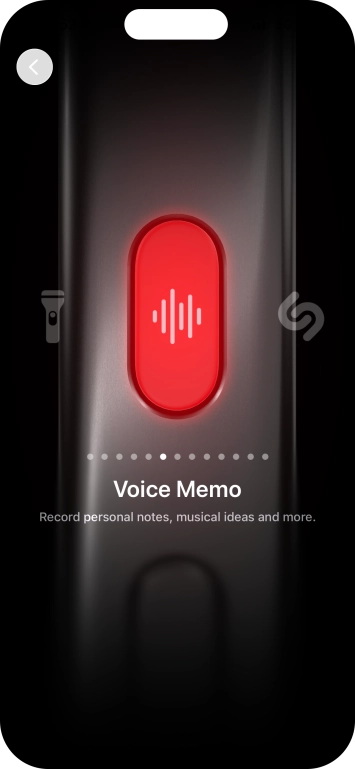 Slide your finger right or left on the screen to select the required function.