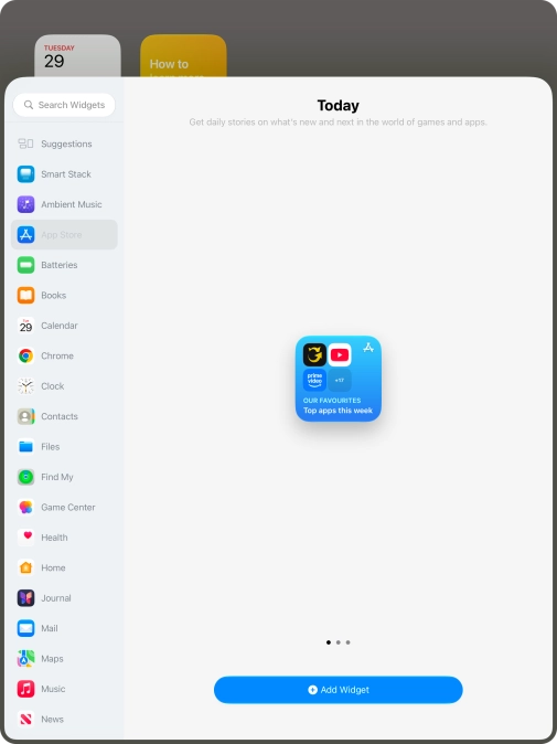 Slide your finger right or left on the screen to select the required widget size. Slide your finger right or left on the screen to select the required widget size.
