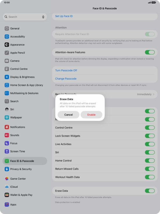 If you turn on the function, press Enable. If you turn on the function, press Enable.