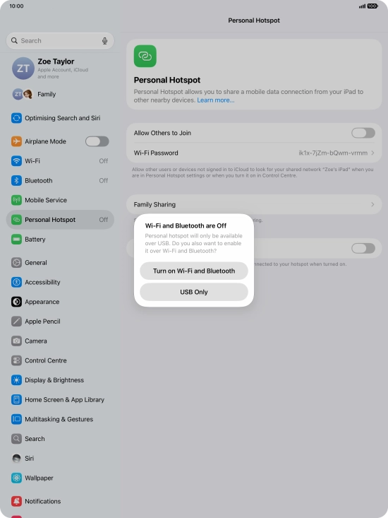 If Wi-Fi is turned off, press Turn on Wi-Fi and Bluetooth.