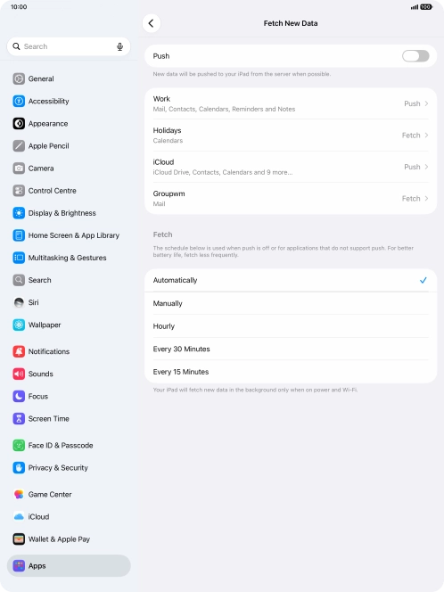 If you turn off the function, press the required setting.