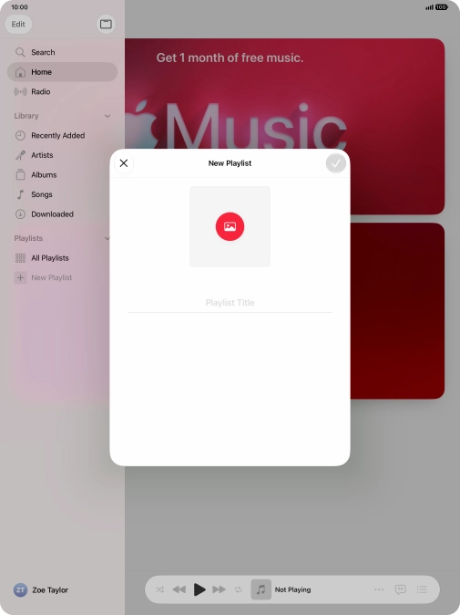 Press the text input field and key in a name for the playlist. Press the text input field and key in a name for the playlist.
