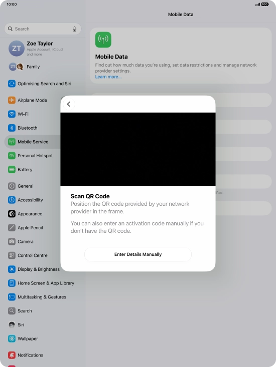 Place the QR code you've received inside the tablet camera frame to scan the code. Place the QR code you've received inside the tablet camera frame to scan the code.