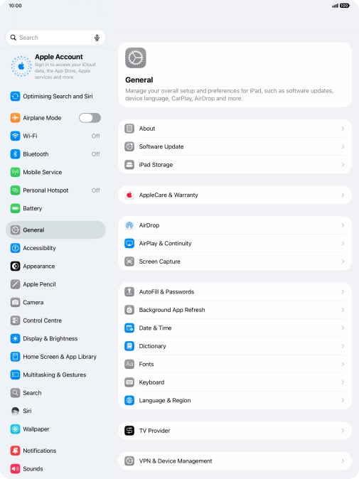 Press Apple Account. Press Apple Account.
