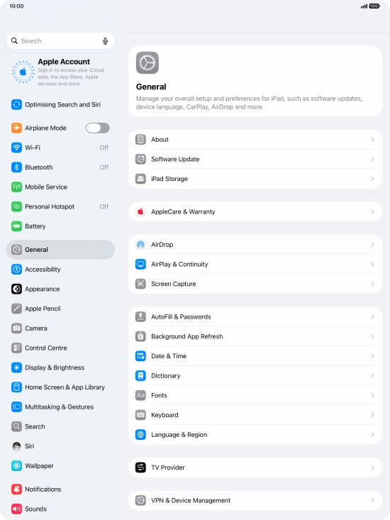 Press Apple Account. Press Apple Account.