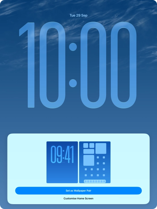 To use the same colour theme on the home screen, press Set as Wallpaper Pair. To use the same colour theme on the home screen, press Set as Wallpaper Pair.