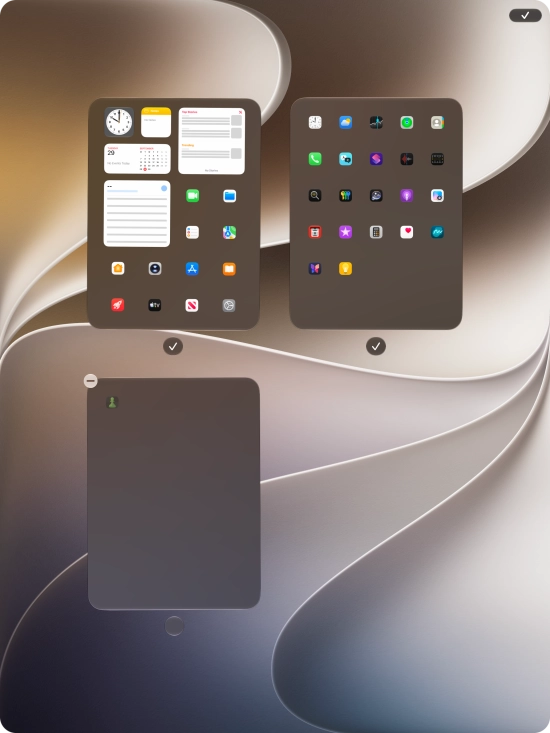 Press the delete icon next to the required home screen page. Press the delete icon next to the required home screen page.