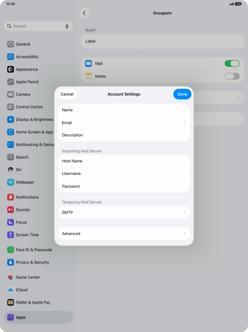 Press SMTP.
