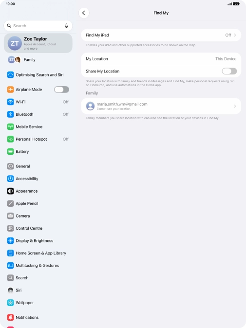 Press Find My iPad. Press Find My iPad.