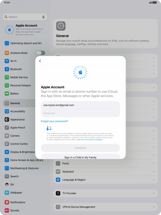 Press Password and key in the password for your Apple Account. Press Password and key in the password for your Apple Account.