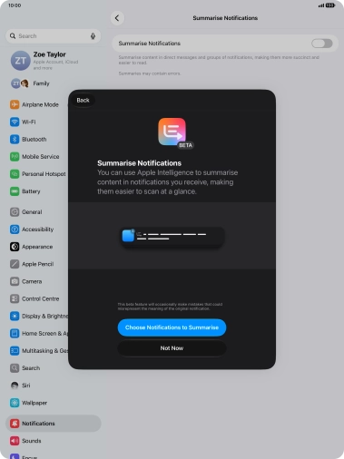 If you turn on the function, follow the instructions on the screen to select more settings.