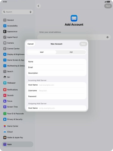 Press IMAP.