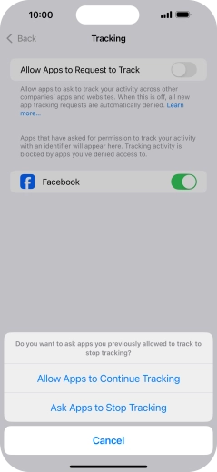 If you turn off the function, press the required setting.