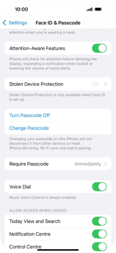 Press Turn Passcode Off and key in the phone lock code.