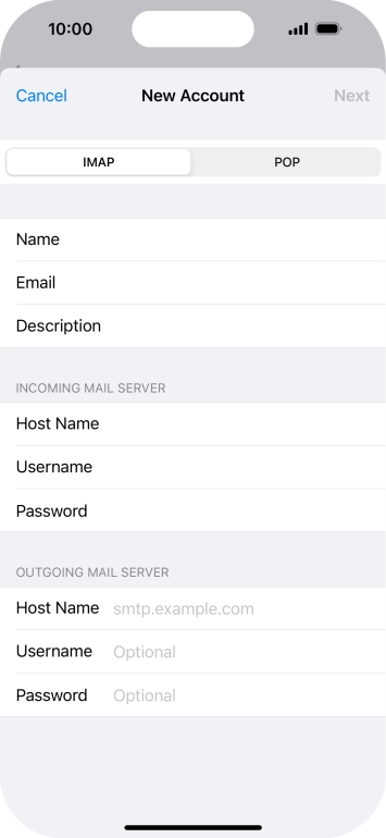 Press Host Name and key in the name of your email provider's outgoing server.