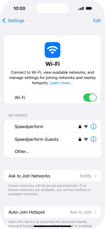 Press the required Wi-Fi network and key in the password for the Wi-Fi network.