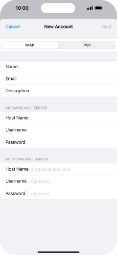 Press Host Name and key in the name of your email provider's outgoing server.