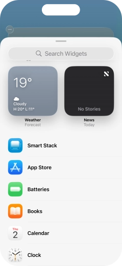 Press the required widget.