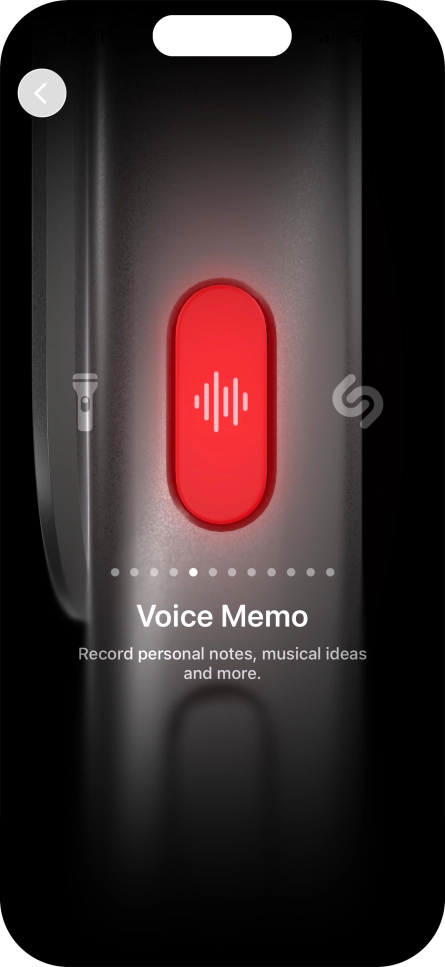Slide your finger right or left on the screen to select the required function.