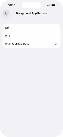 To turn off background refresh of apps, press Off.