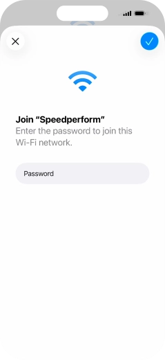 Key in the password for the Wi-Fi network and press the confirm icon.