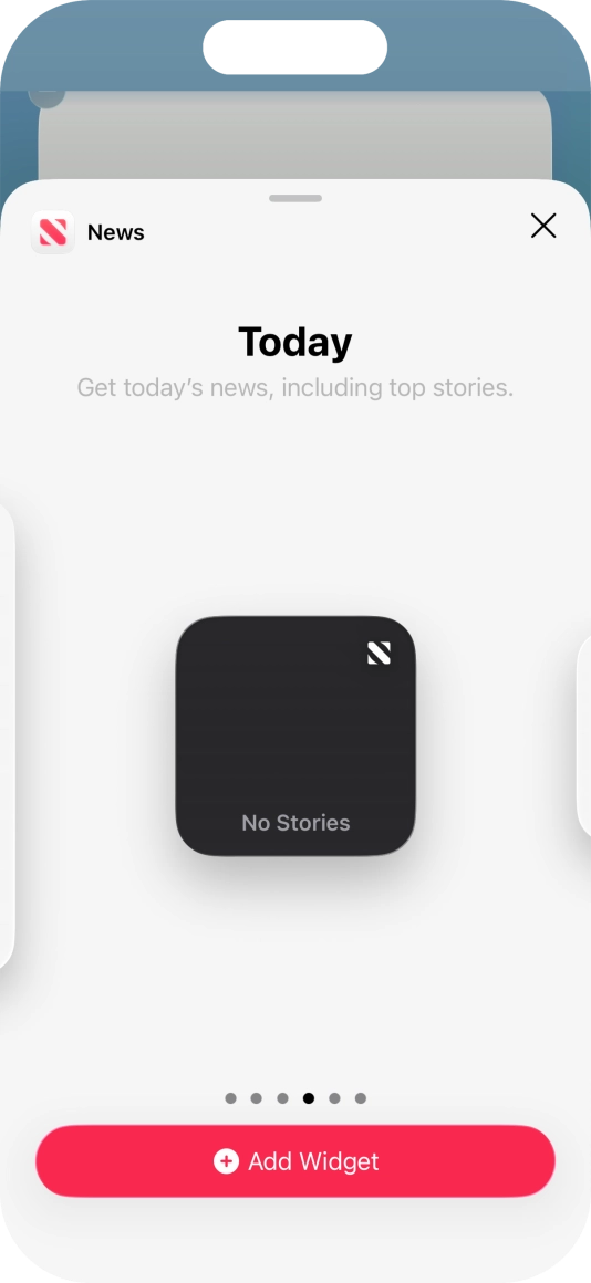 Slide your finger right or left on the screen to select the required widget size.