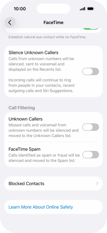 Press Blocked Contacts.