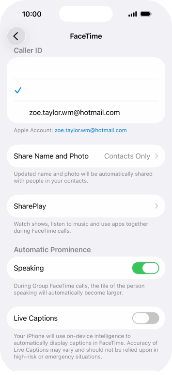 Press the required setting below 