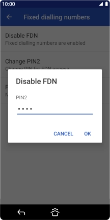 Key in your PIN2 and press OK. The default PIN2 is 0000.