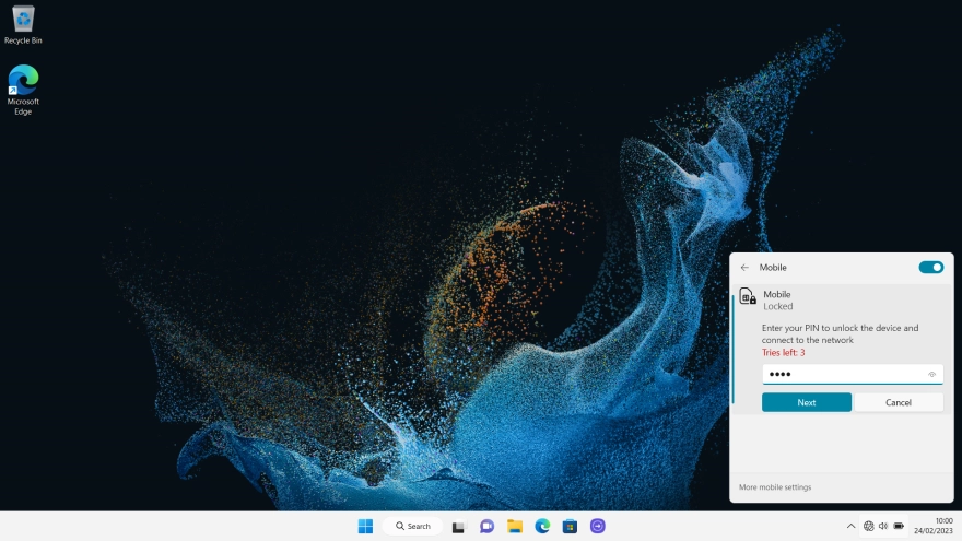 Key in your PIN and click Next. The default PIN is 1111.