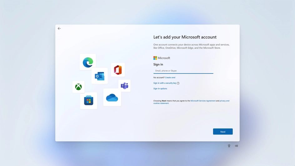 If you don't have a Microsoft account, click Create one! and follow the instructions on the screen to create a Microsoft account.
