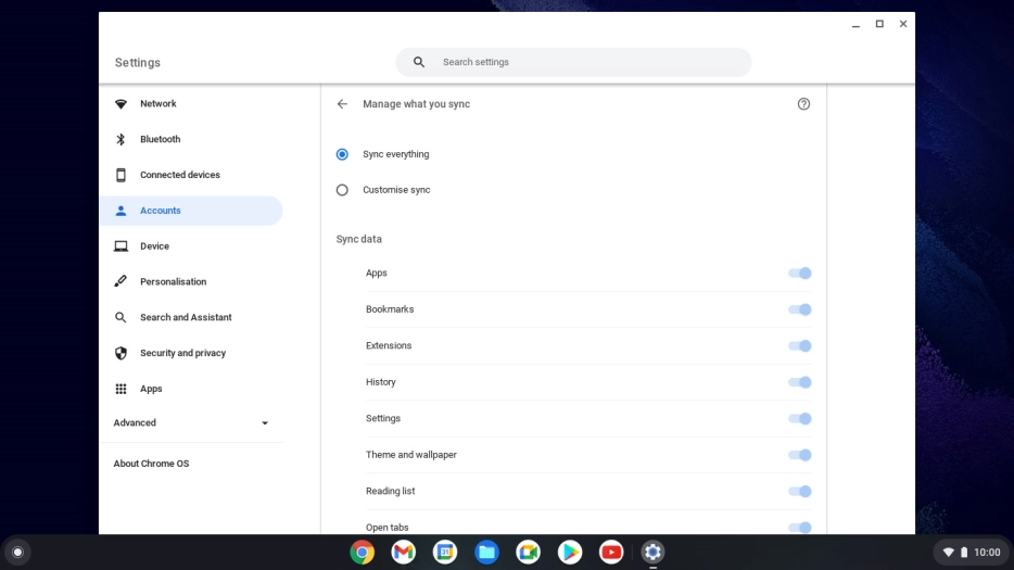 Click Sync everything to back up all files.