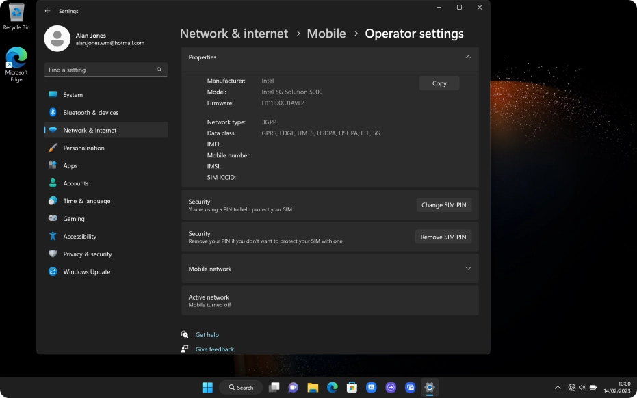 Your laptop's IMEI number is displayed next to IMEI:.