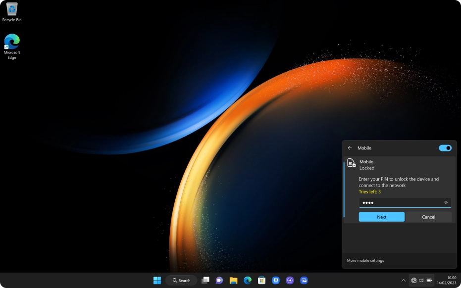 Key in your PIN and click Next. The default PIN is 1111.