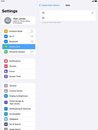 Press the required network mode.