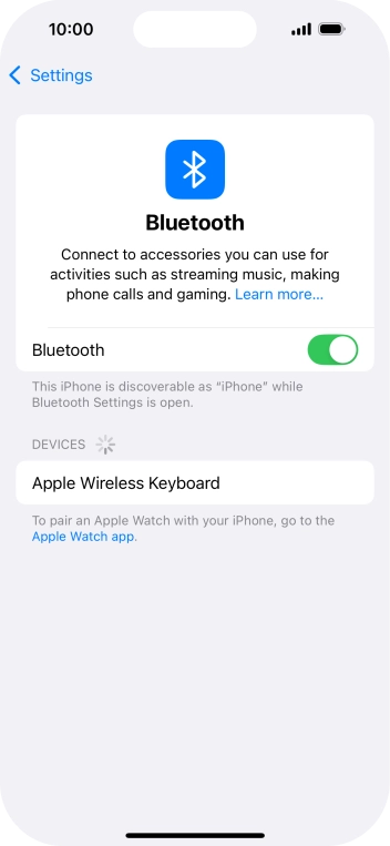 Press the required Bluetooth device and follow the instructions on the screen to pair the device with your phone.